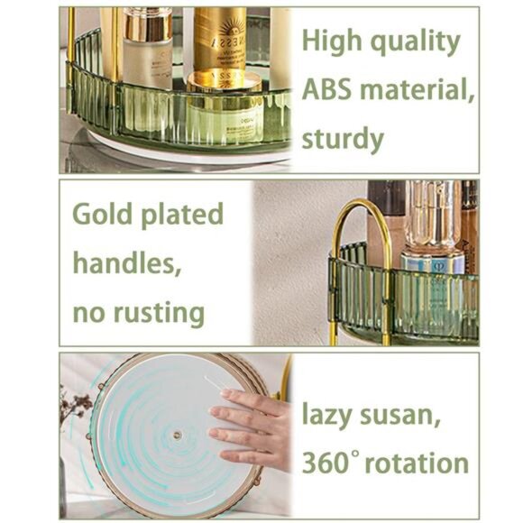 Rotating Makeup Organizer for Vanity 2 Tier, Skincare Clear Make Up Storage - Picture 3 of 7